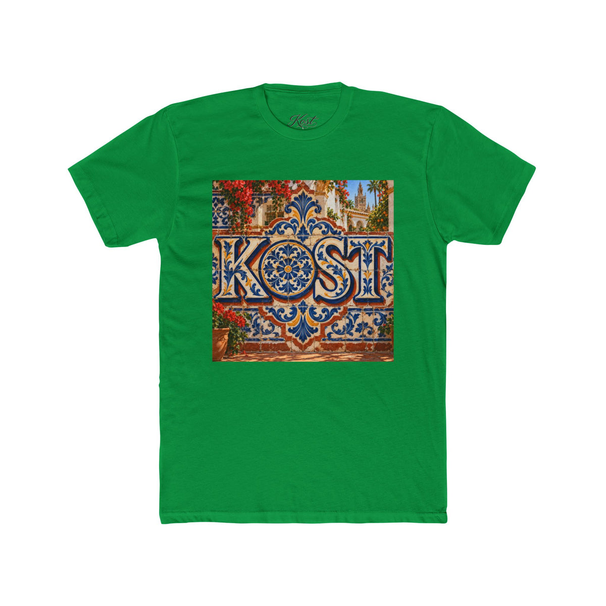 Ornate Blue and Red Tile Pattern T-Shirt