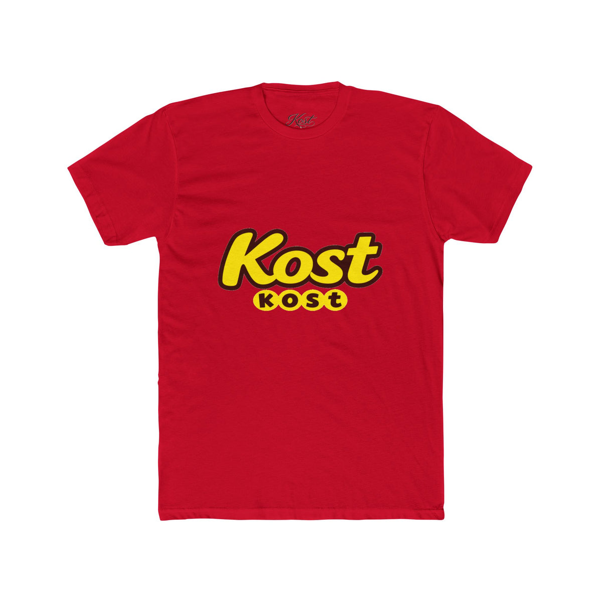 Kost Logo Tee — Retro Yellow Script Graphic T-Shirt