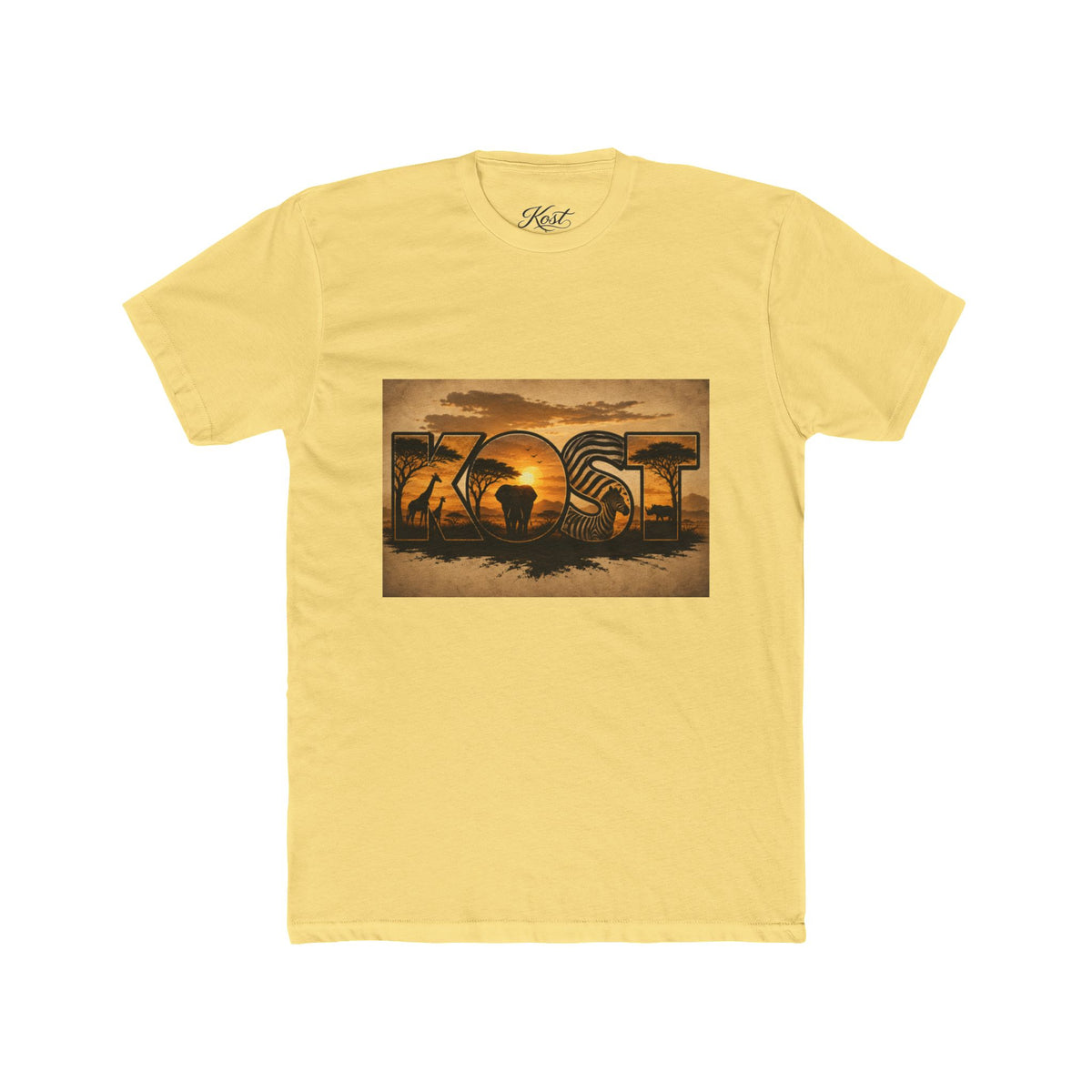African Safari Sunset T-Shirt - Elephant & Acacia Silhouette Tee