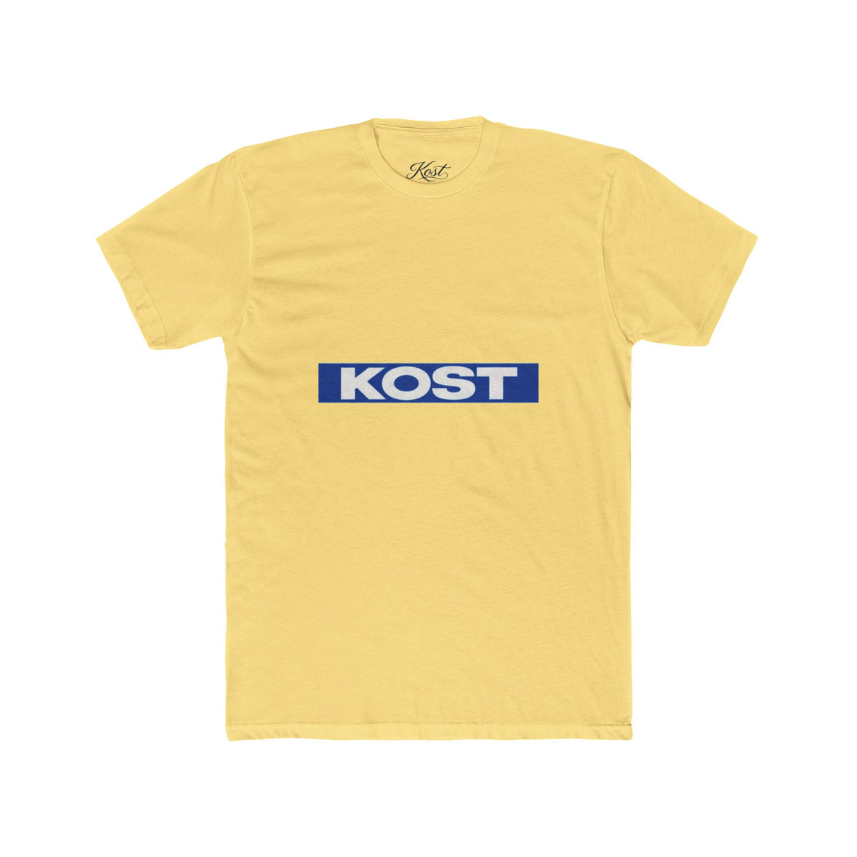 KOST Logo Tee — Retro Blue Box Graphic Cotton T‑Shirt