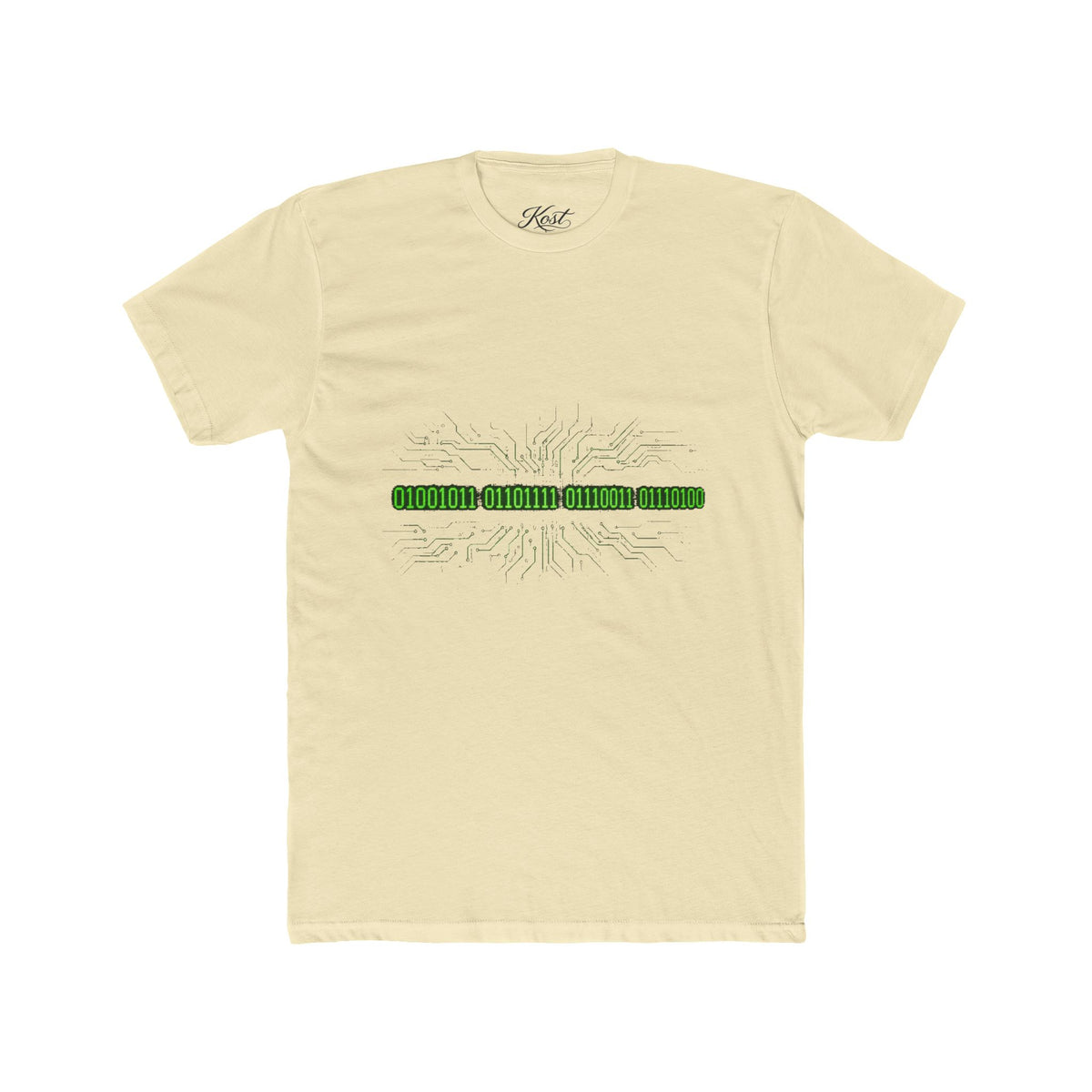 White Crew Tee — Minimal Green Stripe Graphic Tee