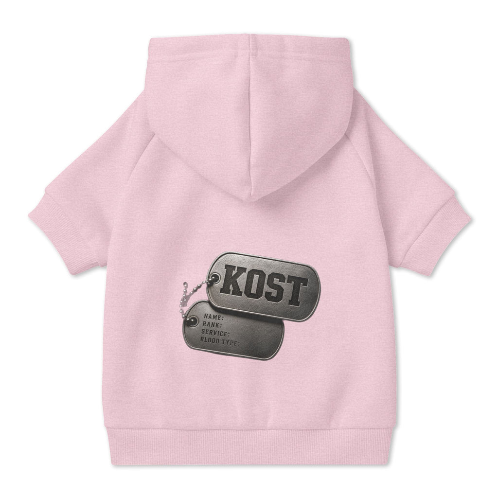 KOST Dog Hoodie – Vintage Military Dog Tag Pet Sweatshirt