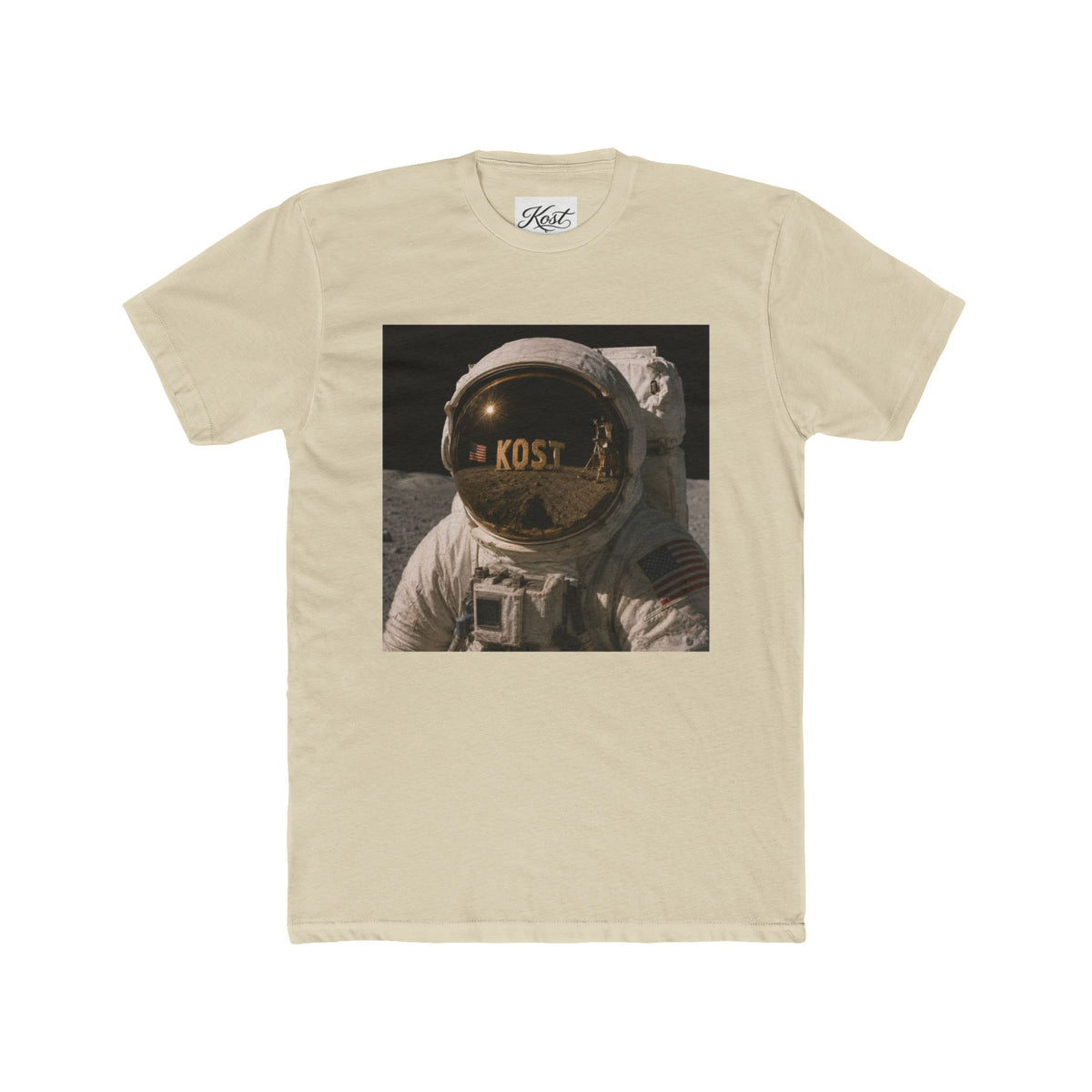 Astronaut Helmet Tee — 'KOST' Reflective Space Graphic T‑Shirt