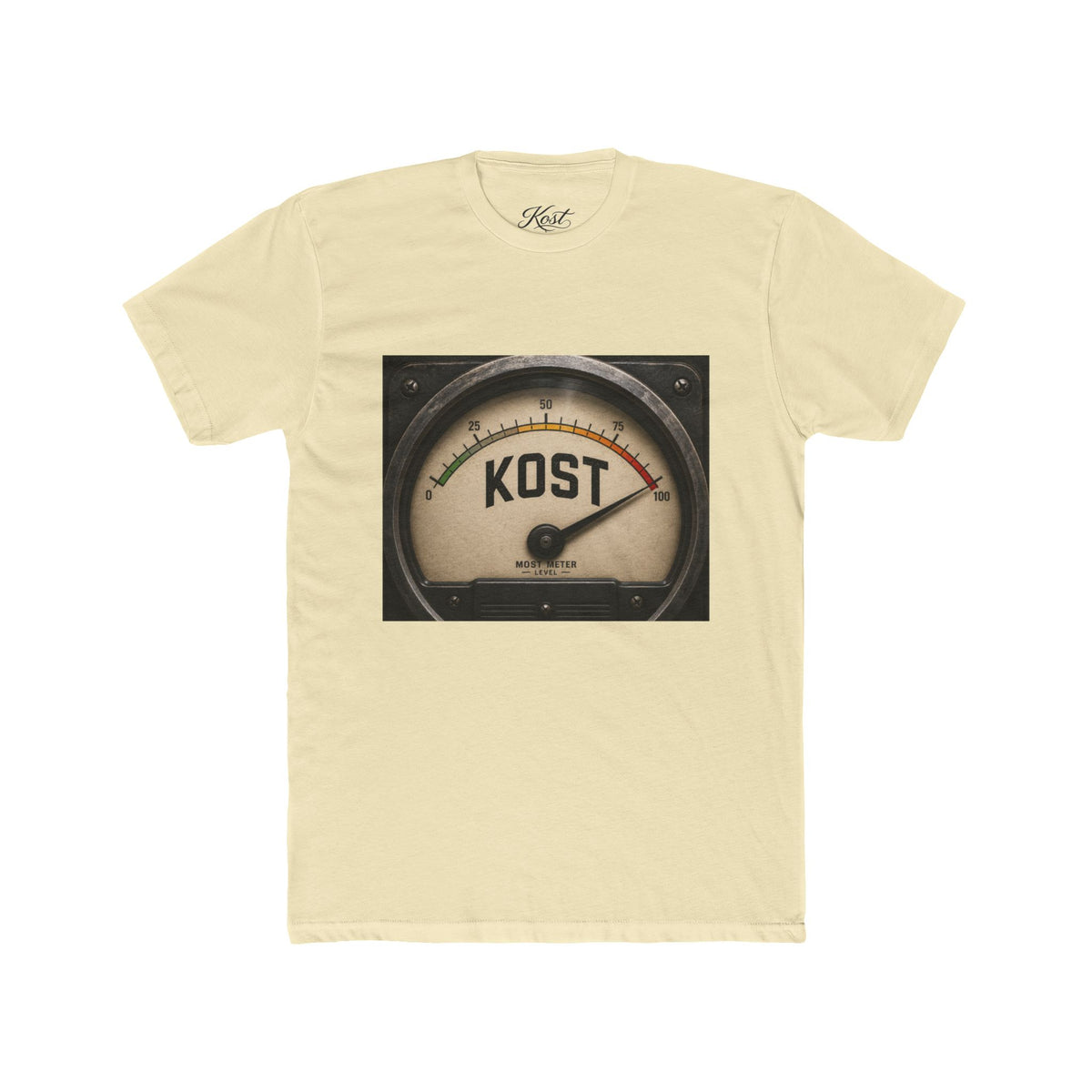 Vintage Radio Meter Tee — “KOST” Gauge Graphic Cotton T‑Shirt