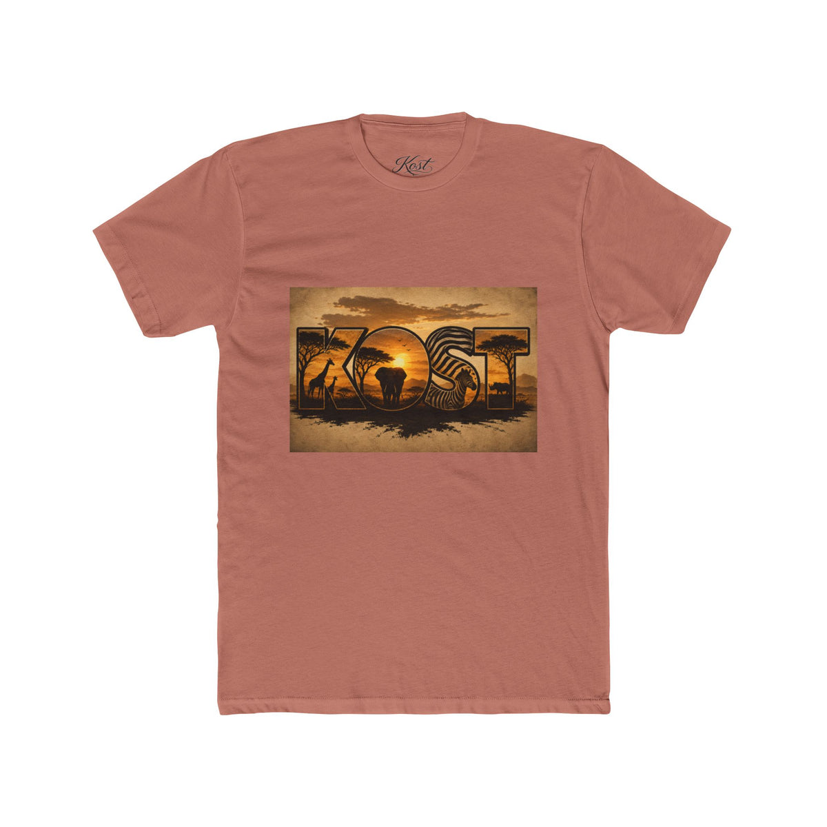African Safari Sunset T-Shirt - Elephant & Acacia Silhouette Tee