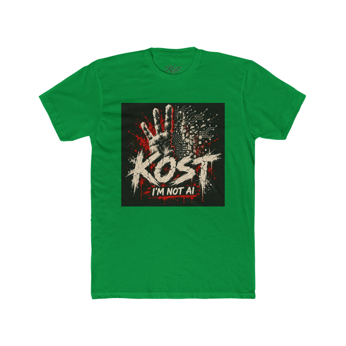T-Shirt — KOST "I'm Not Al" Graphic Tee (Handprint Horror Design)