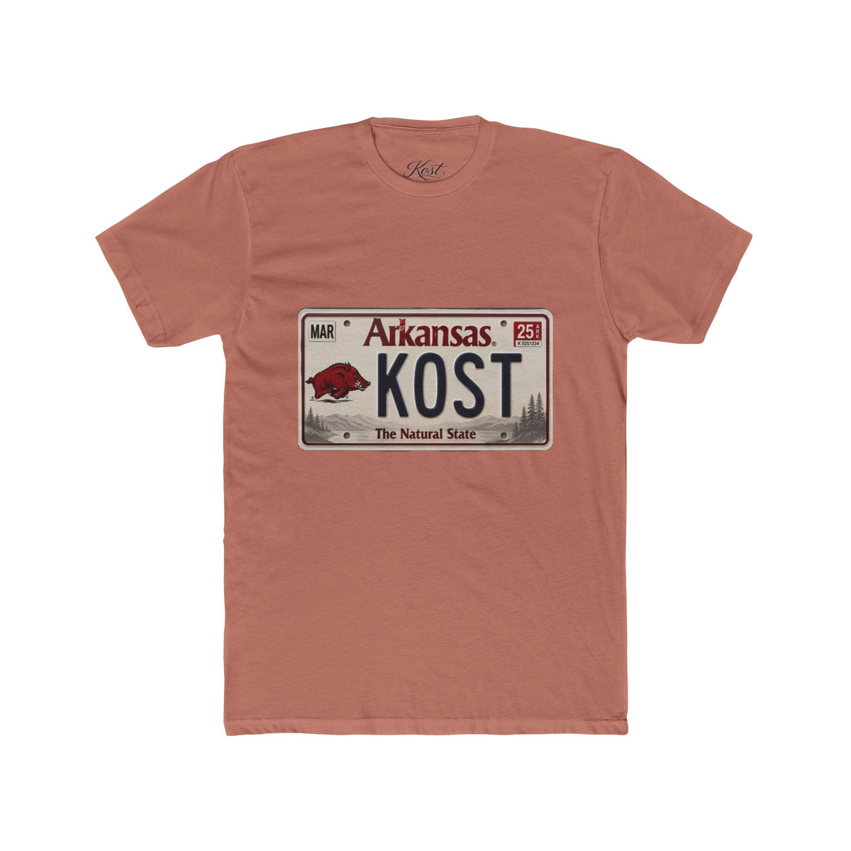 Arkansas License Plate Tee — "KOST" Vintage State Pride T-Shirt