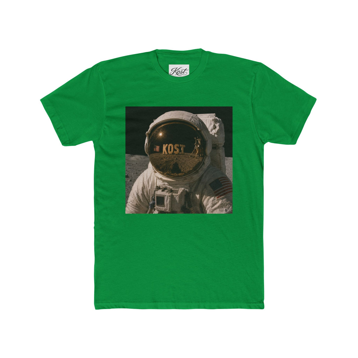 Astronaut Helmet Tee — 'KOST' Reflective Space Graphic T‑Shirt