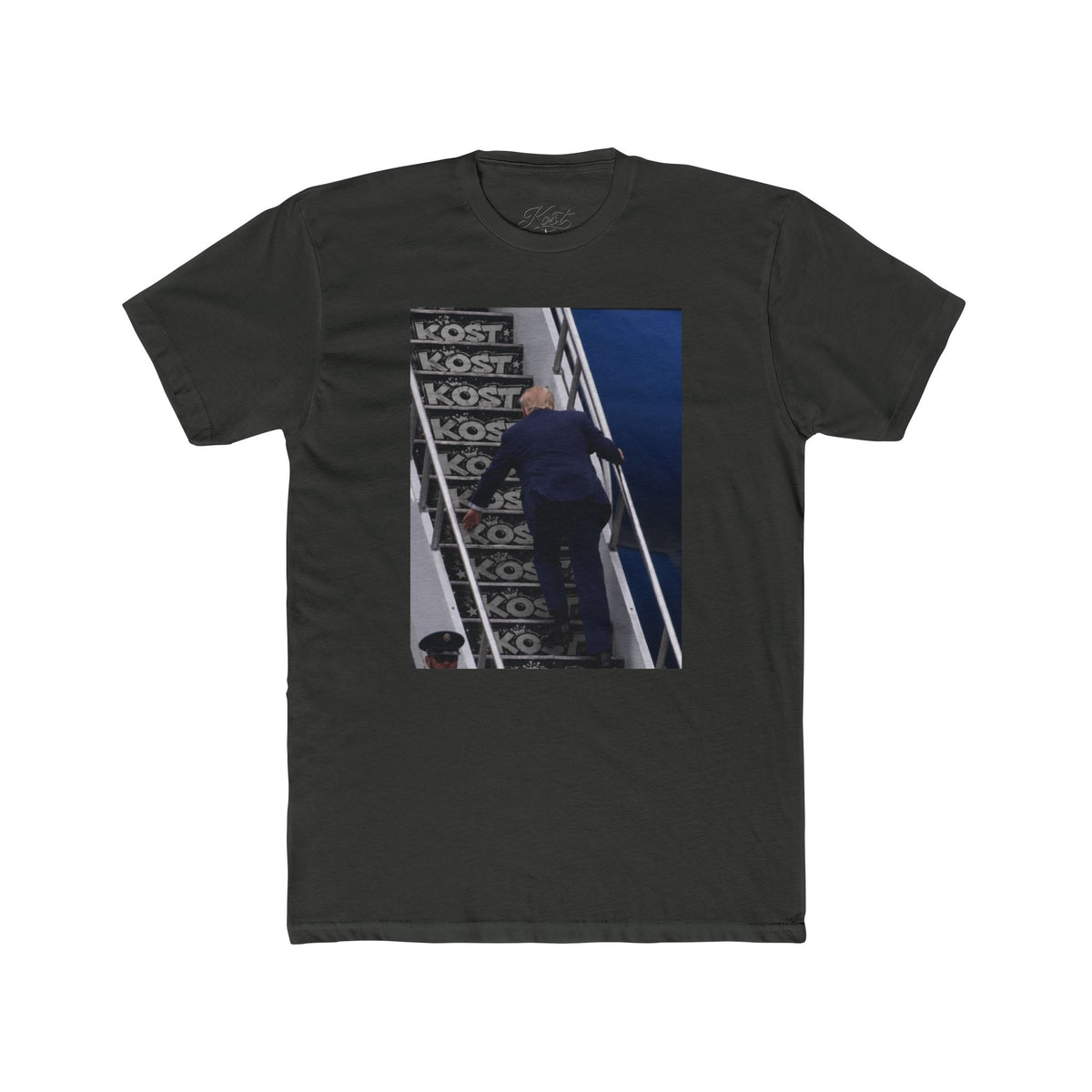 Vintage Skate Stairs Photo Tee — KOST Logo Graphic Crew Shirt