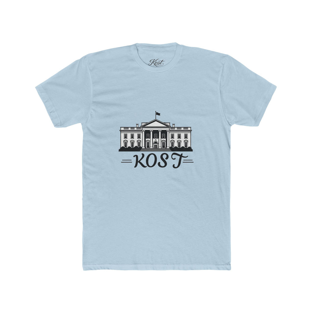 White Tee with Presidential Building Graphic & KOST Text