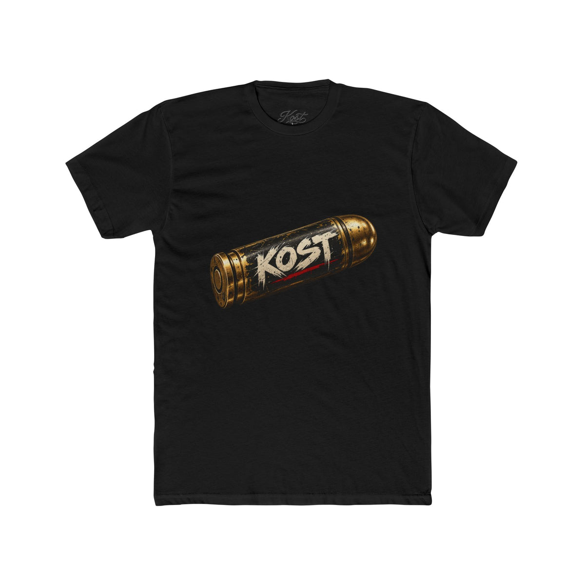 Bullet Logo T‑Shirt — "KOST" Vintage Brass Bullet Graphic
