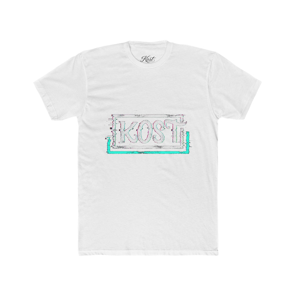 KOSI Retro Outline Logo Tee — White Cotton Crew T-Shirt
