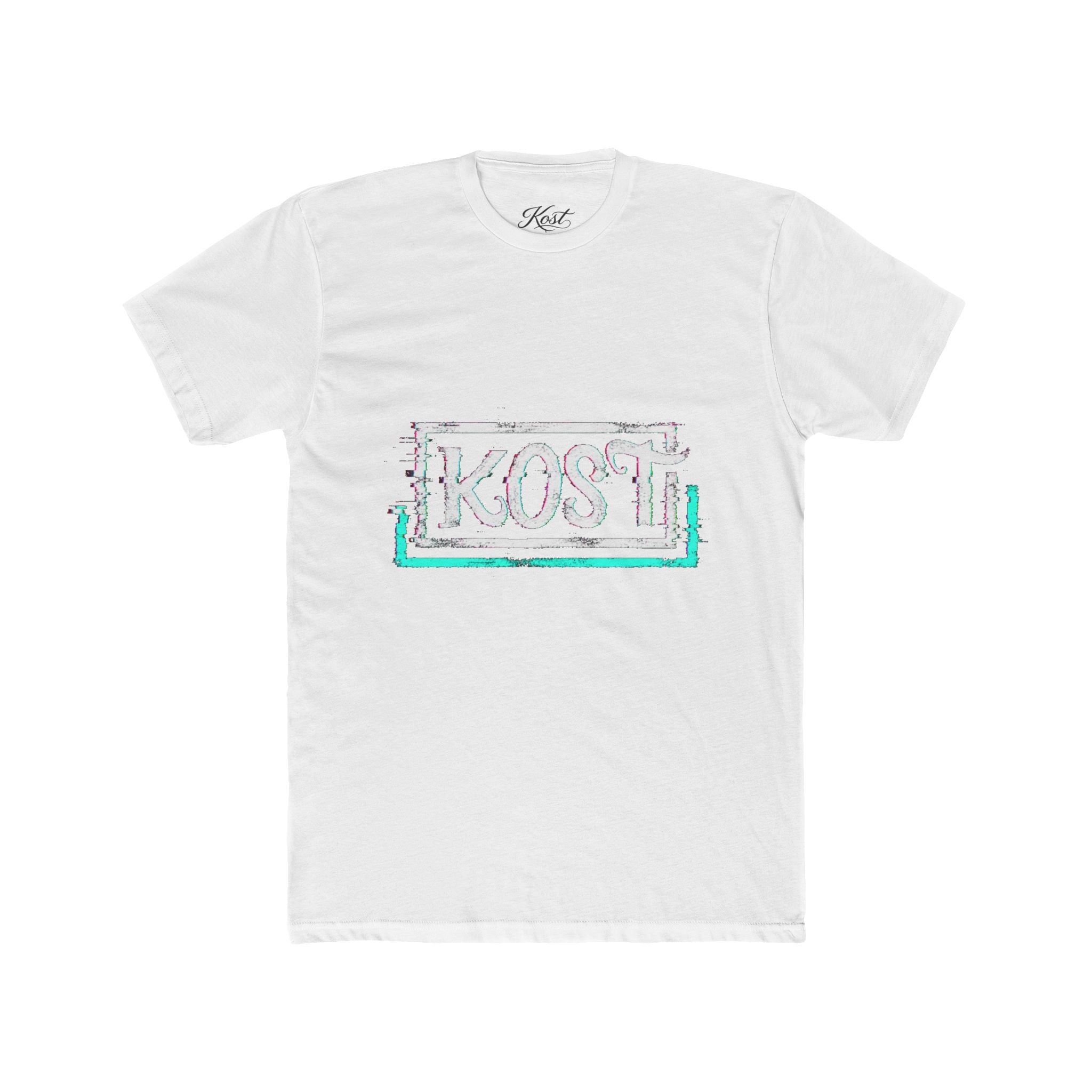 KOSI Retro Outline Logo Tee — White Cotton Crew T-Shirt