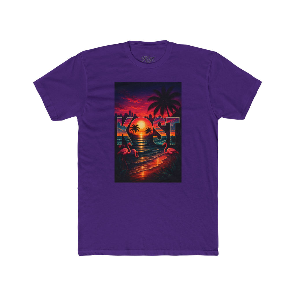 Retro Sunset Beach T-Shirt — 'Coast' Neon Palm Graphic Tee
