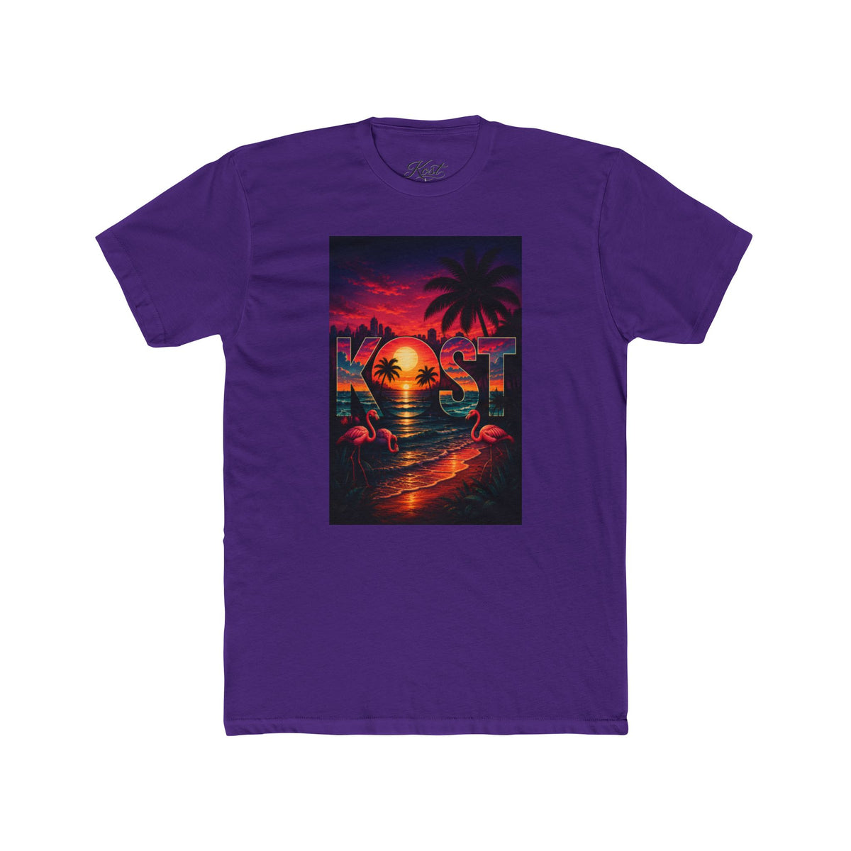 Retro Sunset Beach T-Shirt — 'Coast' Neon Palm Graphic Tee
