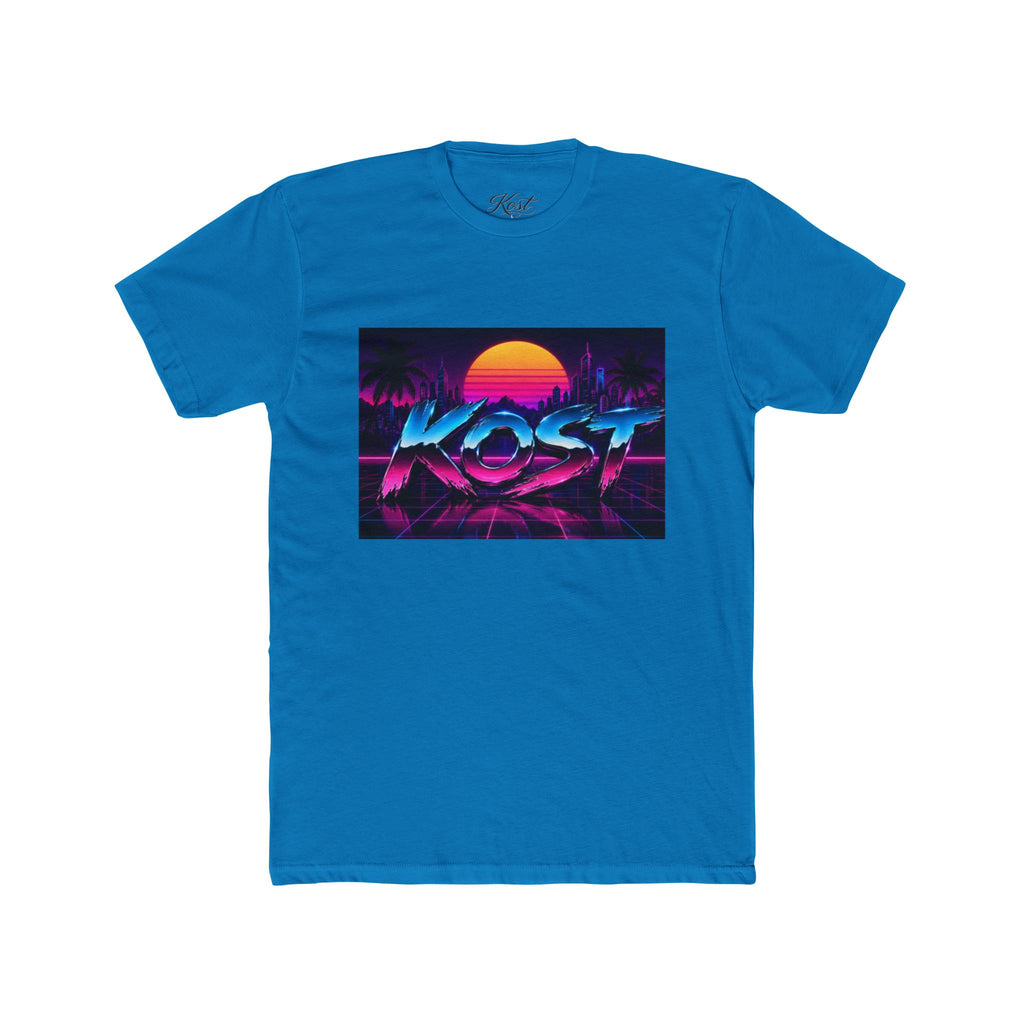 Retro Sunset "ROST" Graphic Tee — 80s Vaporwave Palm Beach T-Shirt