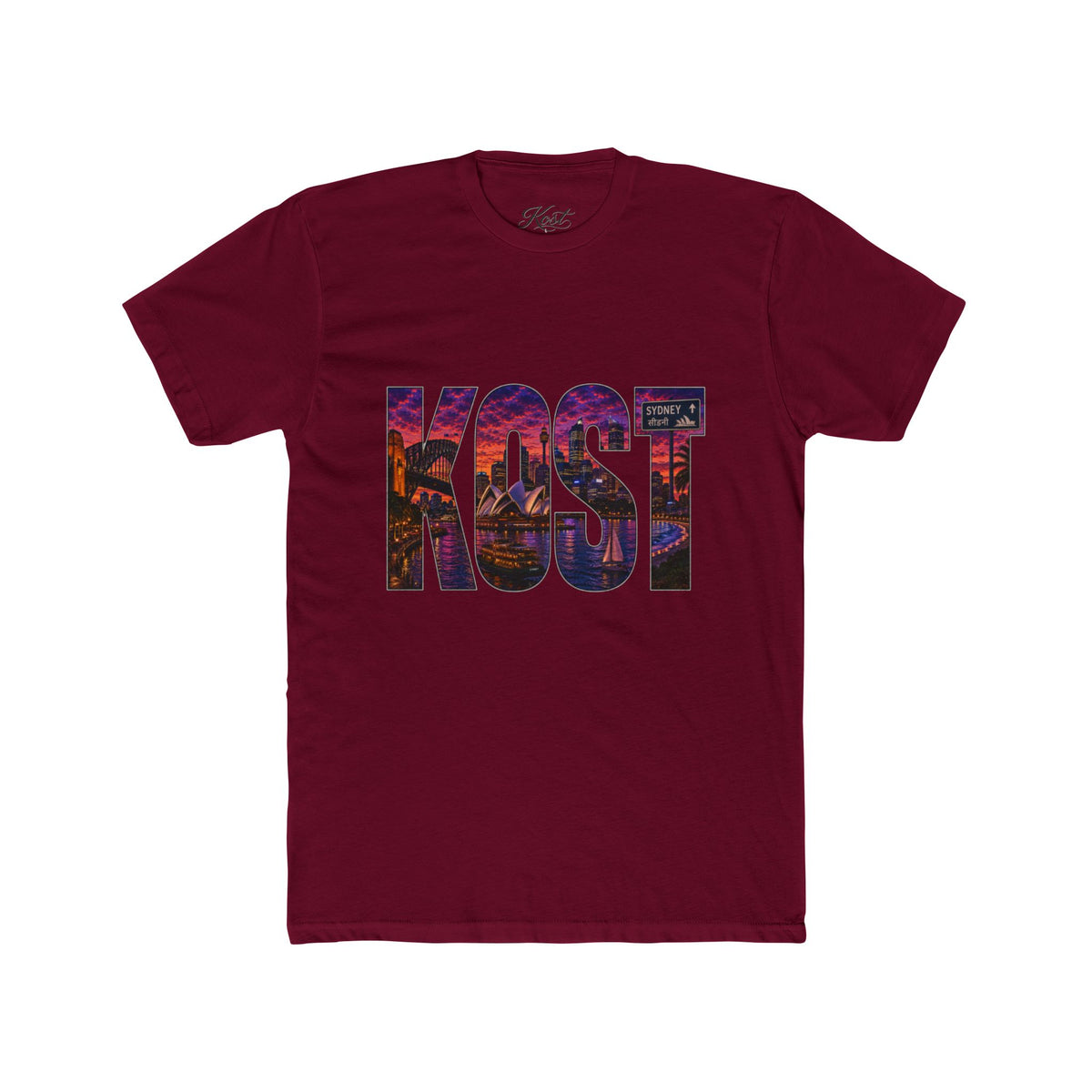 KOST Cityscape Graphic Tee — Vintage Sunset Logo Cotton T‑Shirt