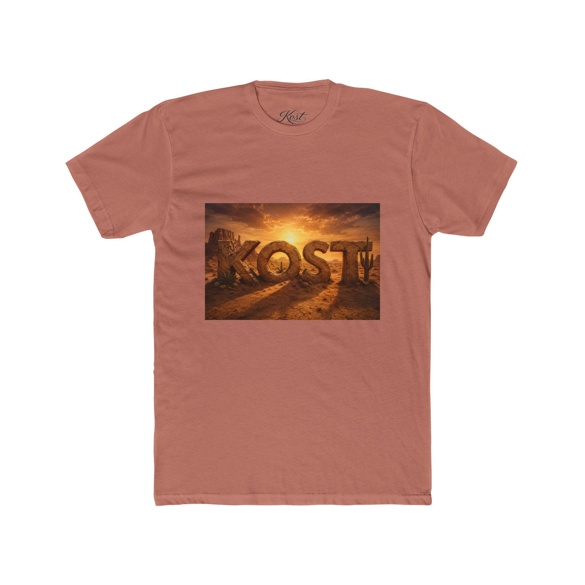KOST Sunrise Graphic Tee — Vintage Stone Lettering Sunset T-Shirt
