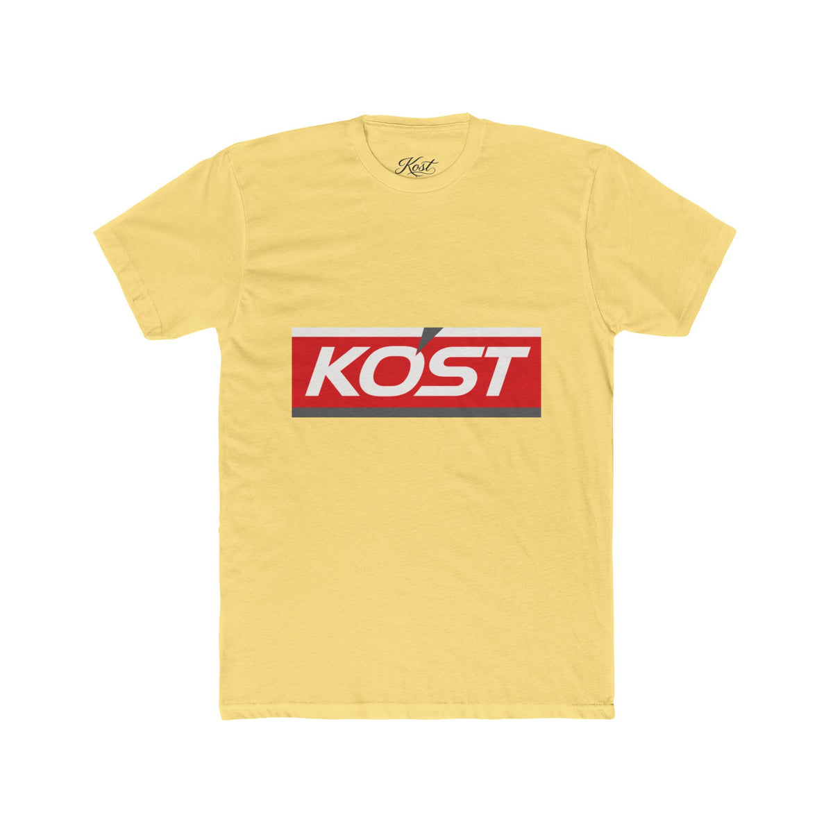 KOST Logo Tee — Retro Red Box Graphic Cotton T‑Shirt