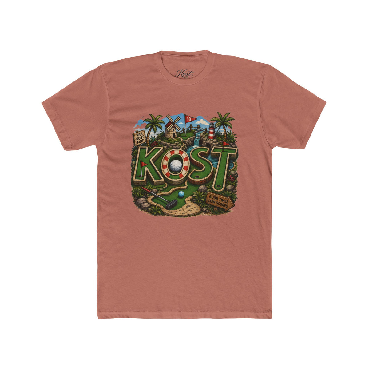 KOST Golf Course Graphic Tee — Vintage Island Mini Golf Design