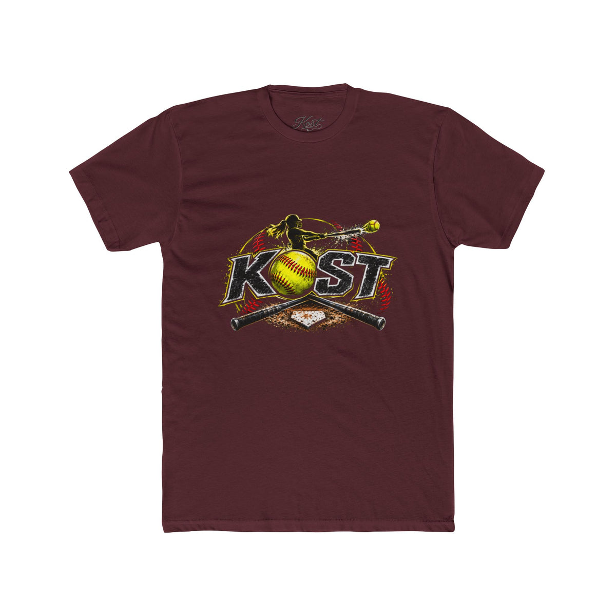 Softball Crossed Bats Tee — KOST Graphic Cotton Crew Shirt