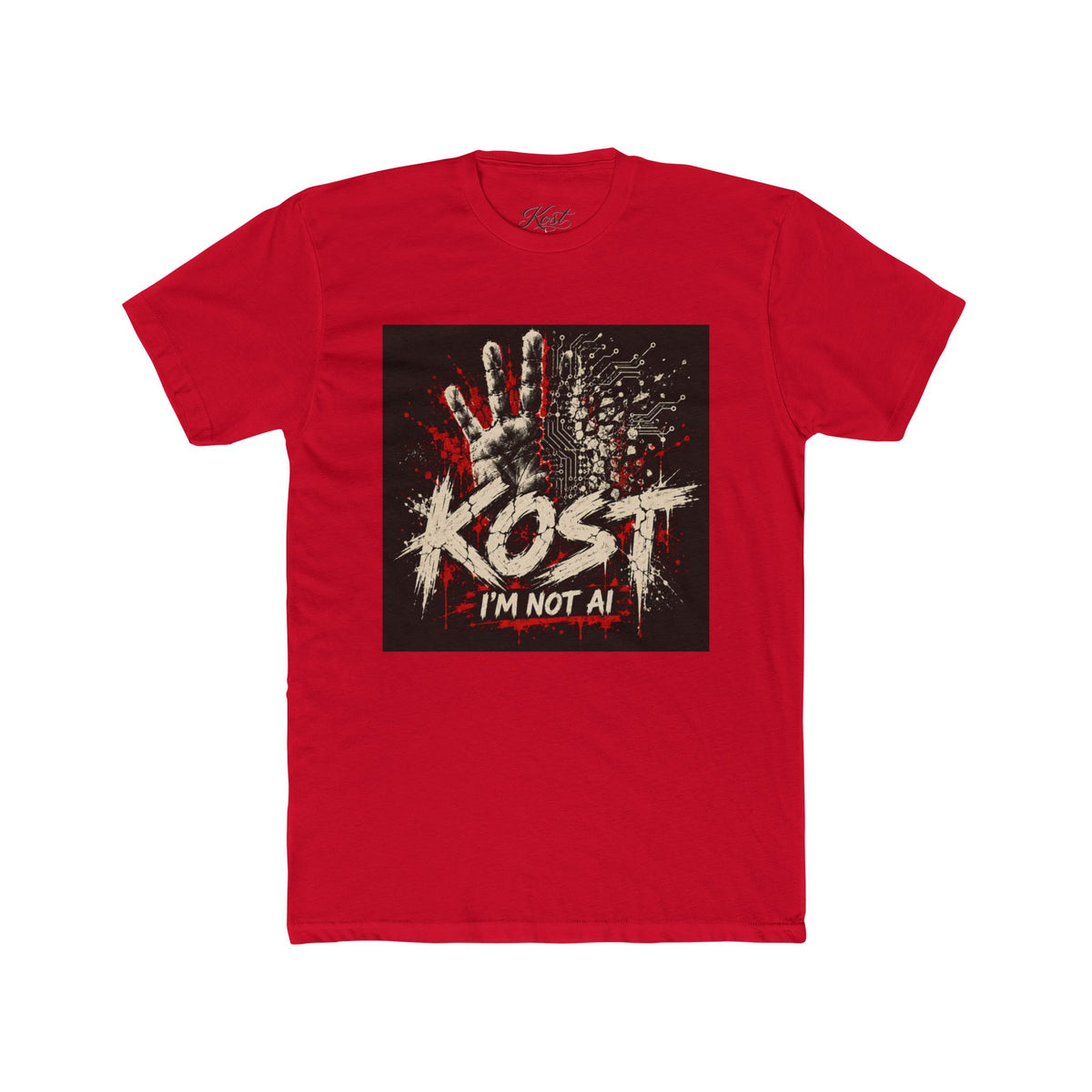 T-Shirt — KOST "I'm Not Al" Graphic Tee (Handprint Horror Design)