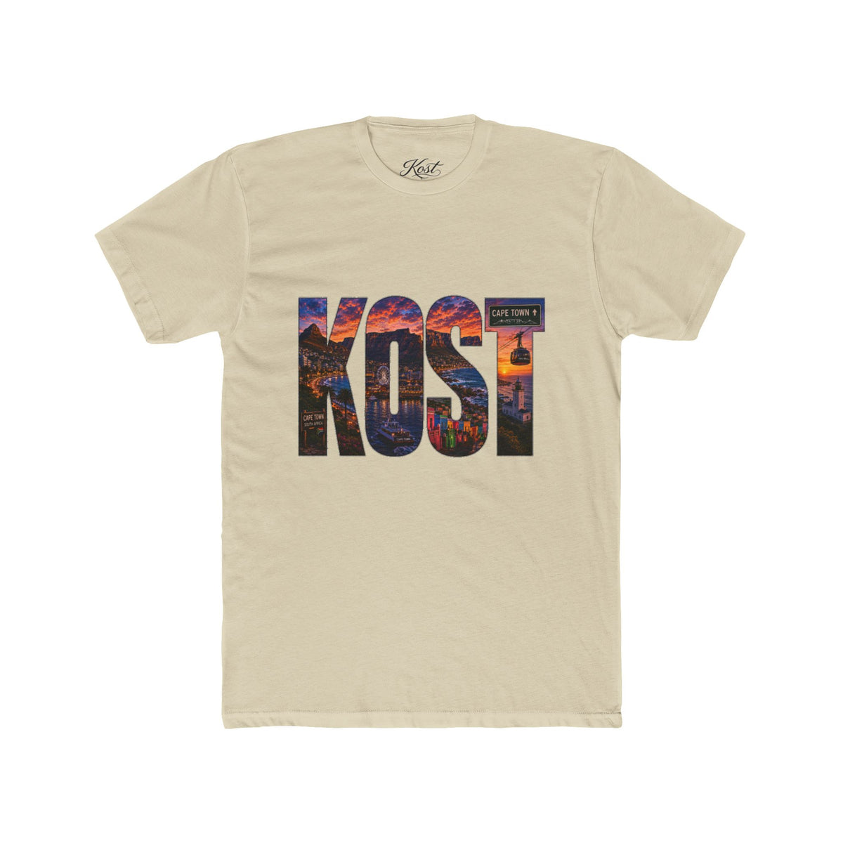 KOST Cityscape Tee — Sunset Photo Lettering Graphic T‑Shirt