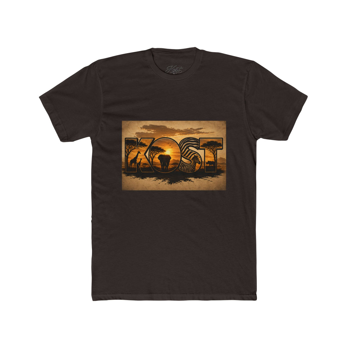 African Safari Sunset T-Shirt - Elephant & Acacia Silhouette Tee