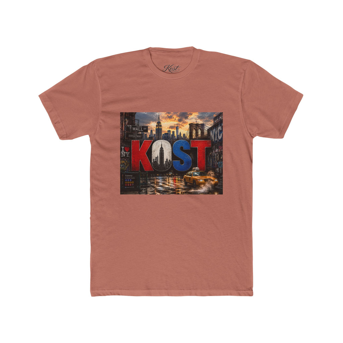 KOST Cityscape Graphic Tee — Red, White & Blue Urban Skyline T-Shirt