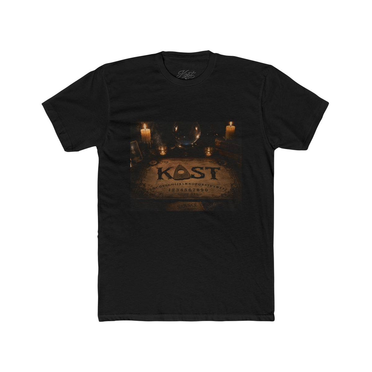 K-est Ouija Board T‑Shirt — Vintage Candlelit Spirit Board Tee