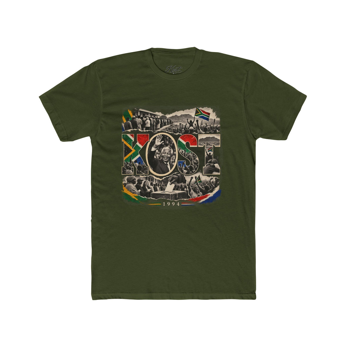 Vintage South Africa Collage Tee – Nelson Mandela & Heritage Flag Graphic