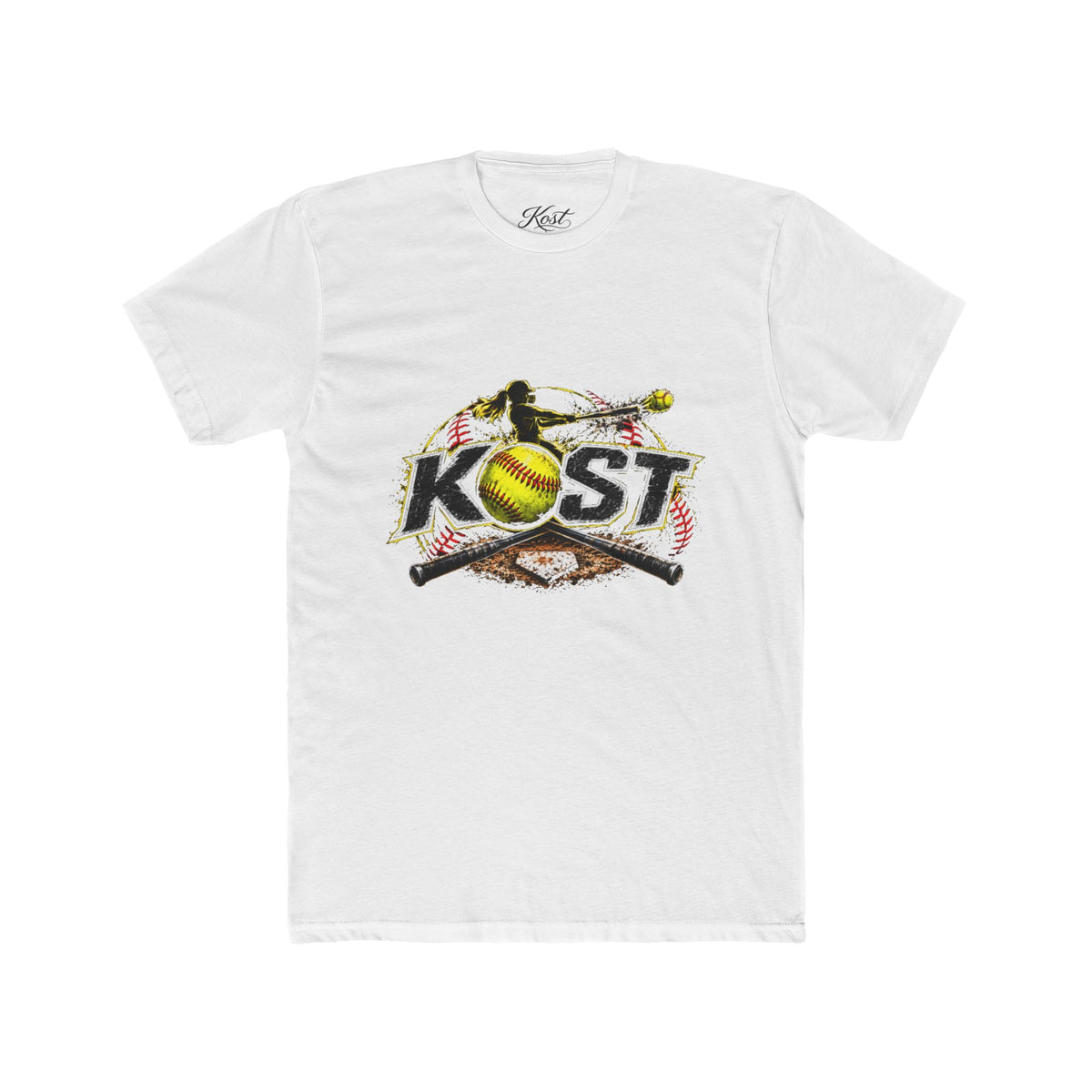 Softball Crossed Bats Tee — KOST Graphic Cotton Crew Shirt