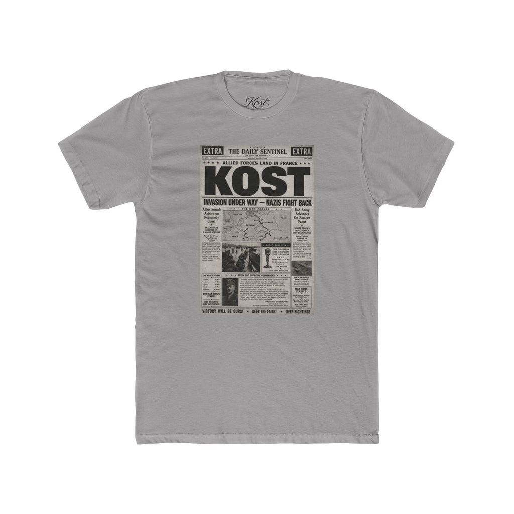 KOST Vintage Newspaper Graphic Tee — Retro Music Poster T-Shirt