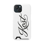 Phone Case with Card Holder – Elegant Black Calligraphy Design