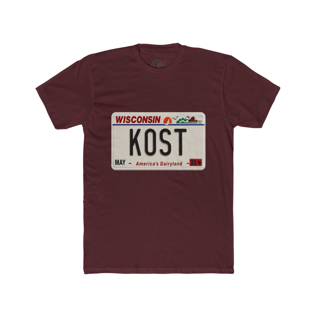 Wisconsin License Plate 'KOST' T‑Shirt — Retro America’s Dairyland Tee