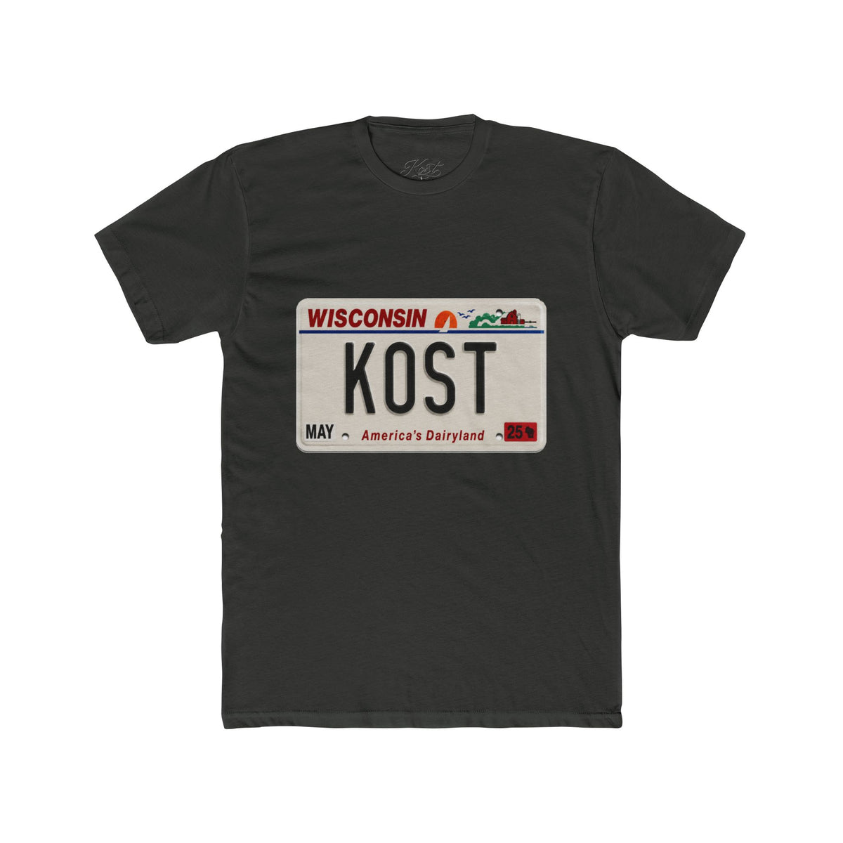 Wisconsin License Plate 'KOST' T‑Shirt — Retro America’s Dairyland Tee
