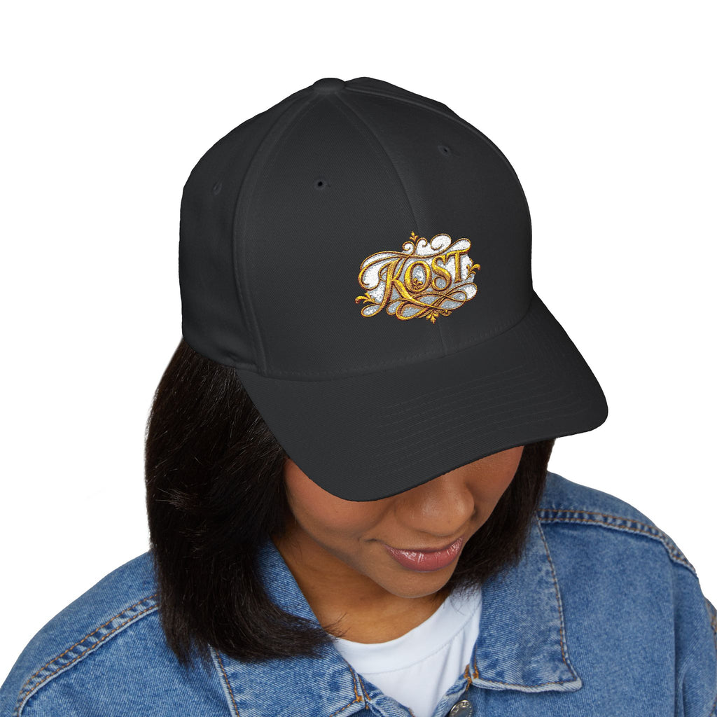 Embroidered 'Kost' Baroque Gold Logo Cap — Structured Closed-Back Hat