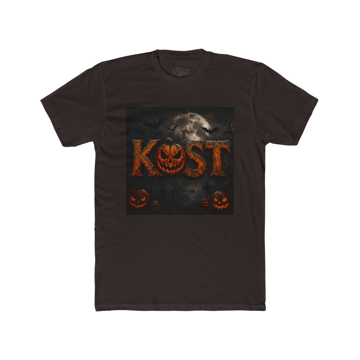 Halloween Pumpkin 'KOST' Crew Tee — Spooky Jack-o'-Lantern Moon T-Shirt