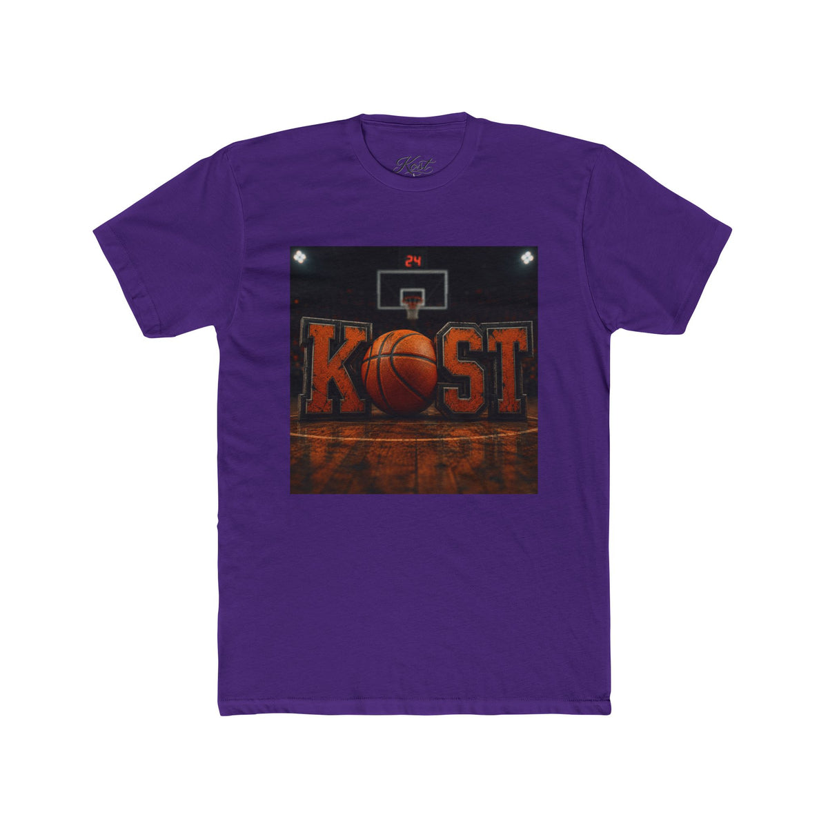 Basketball Court Graphic Tee — 'KOST' Logo with Basketball