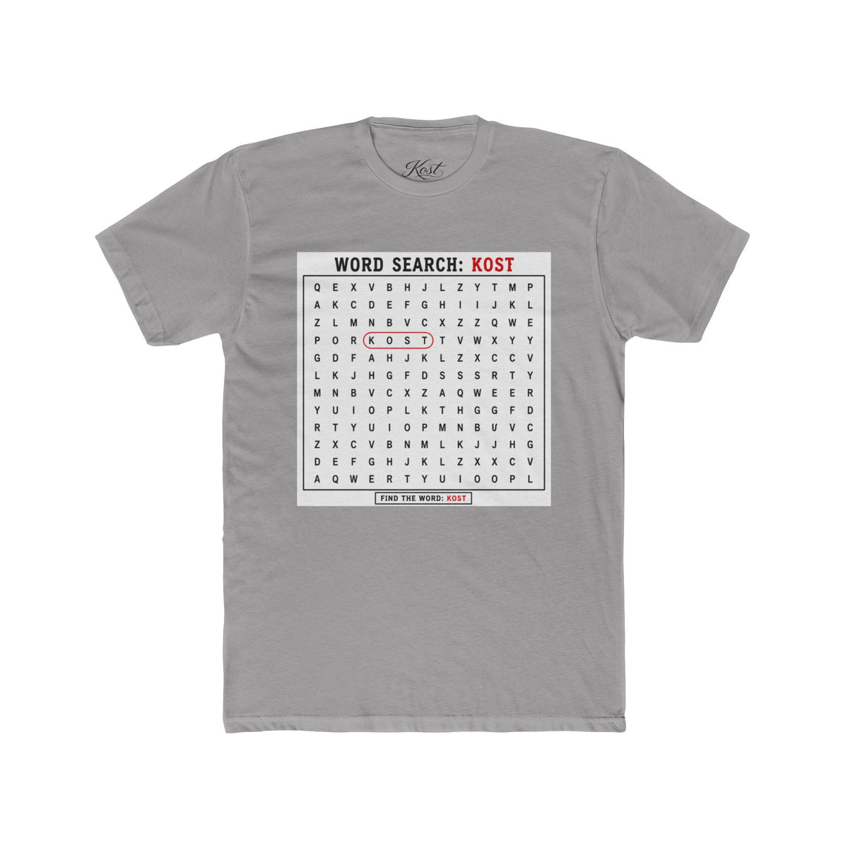 Word Search T‑Shirt — "Kost" Puzzle Graphic Tee