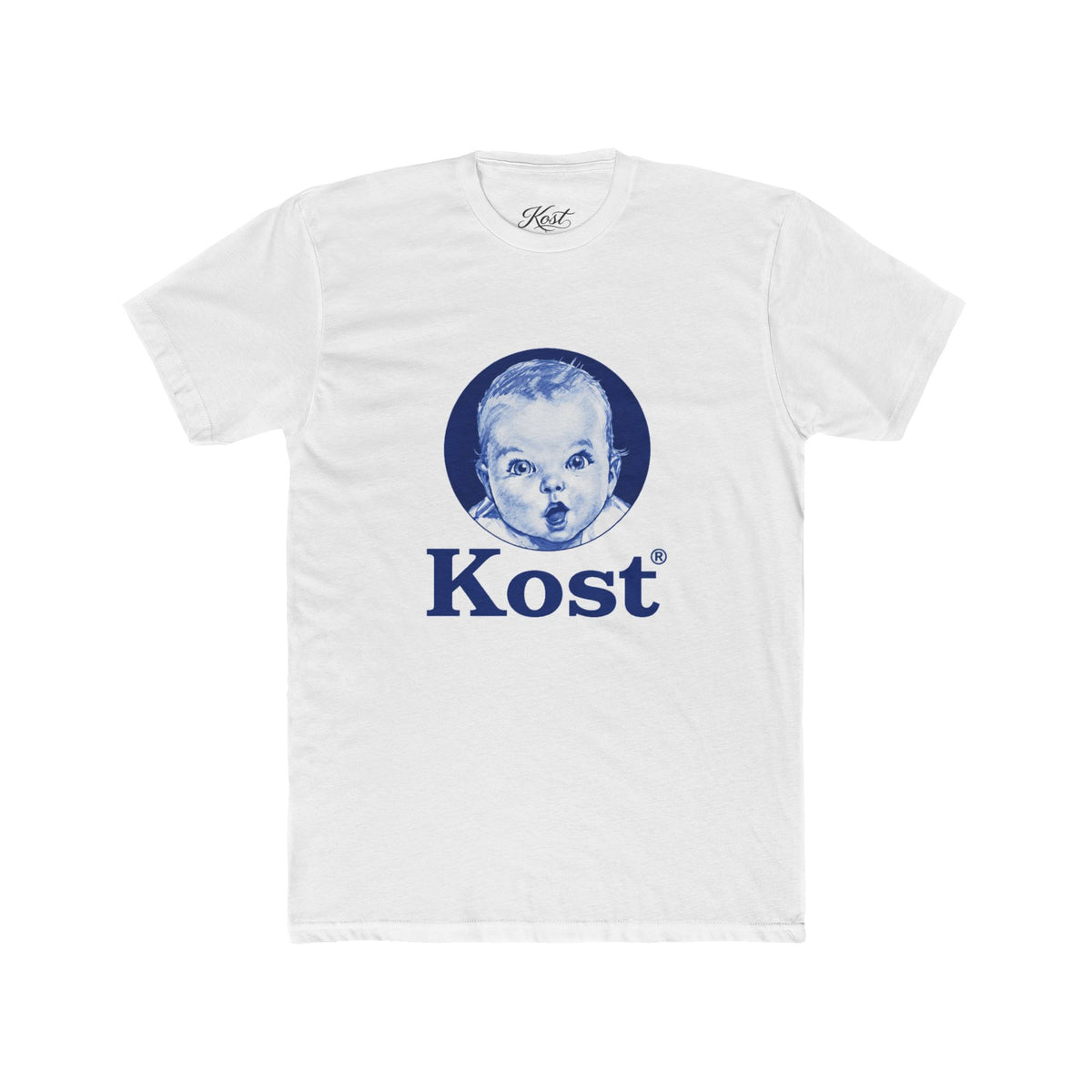Retro Baby Face Tee — "Kost" Vintage Logo Cotton T-Shirt