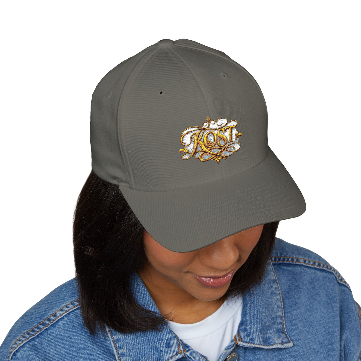 Embroidered 'Kost' Baroque Gold Logo Cap — Structured Closed-Back Hat