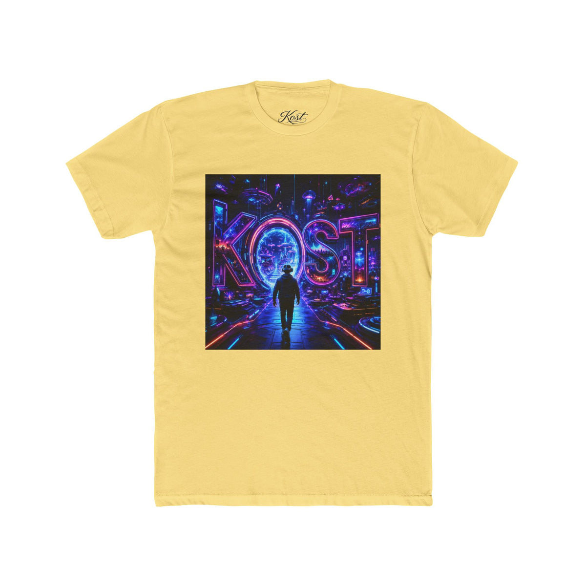 KOSTI Retro Futuristic Neon Tee — Lost Silhouette Vaporwave T-Shirt