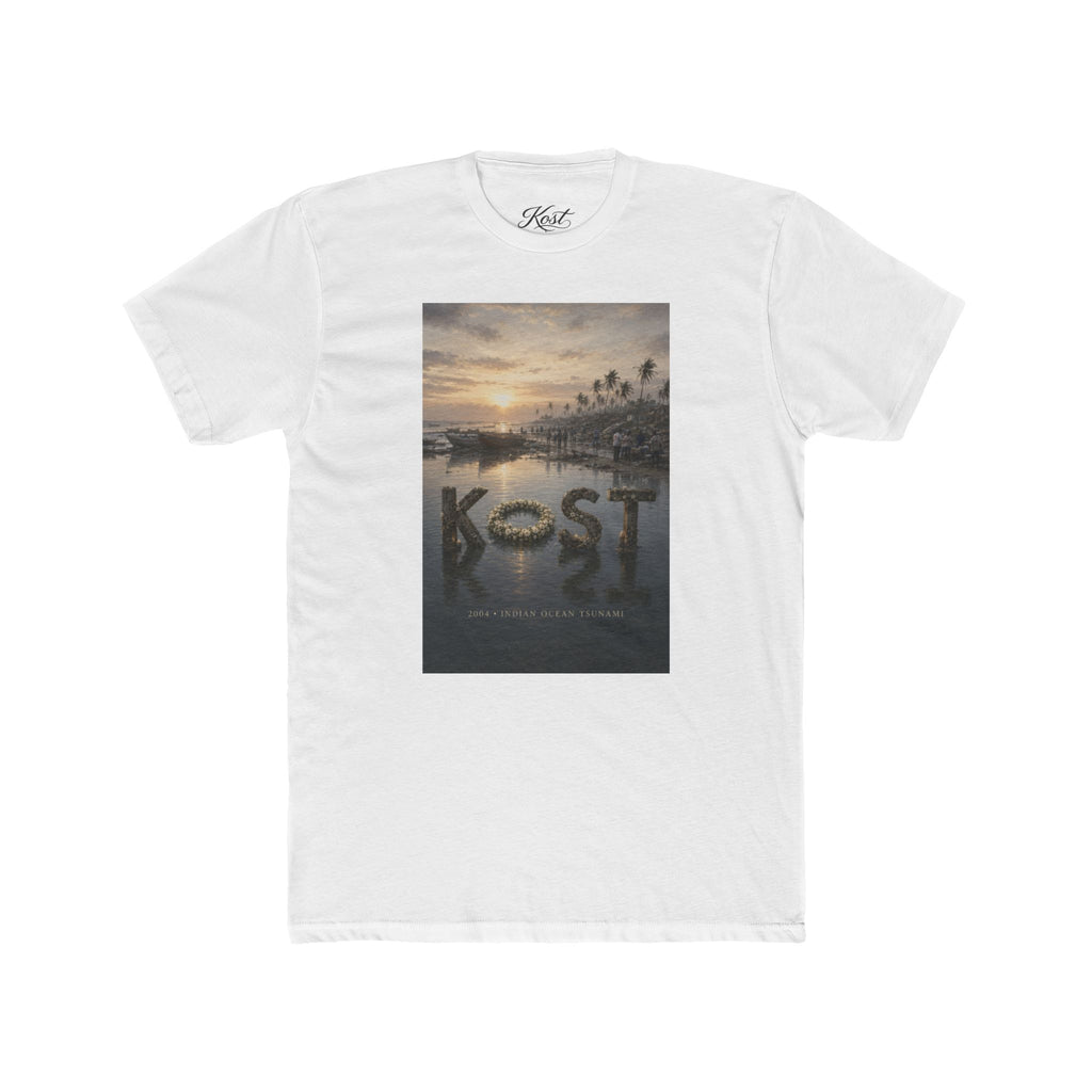 KOST Tropical Sunset Photo Tee — Palm Trees Beach Sunset Graphic T-Shirt