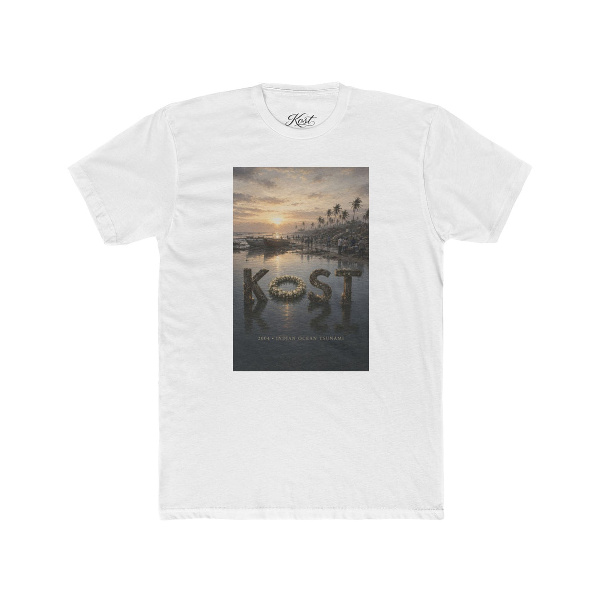 KOST Tropical Sunset Photo Tee — Palm Trees Beach Sunset Graphic T-Shirt