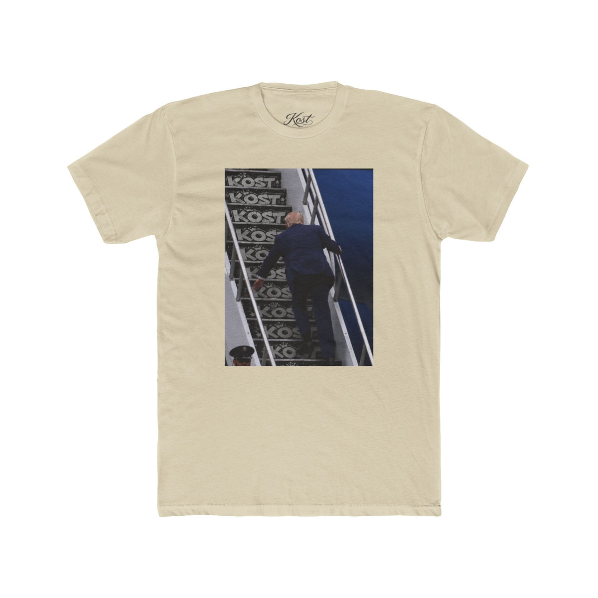Vintage Skate Stairs Photo Tee — KOST Logo Graphic Crew Shirt