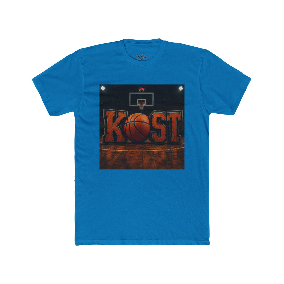 Basketball Court Graphic Tee — 'KOST' Logo with Basketball