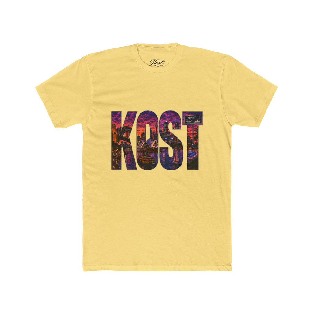 KOST Cityscape Graphic Tee — Vintage Sunset Logo Cotton T‑Shirt