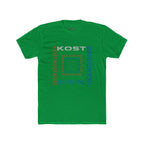 Kost Repeating Text Graphic Tee — Minimal Pastel Square Design