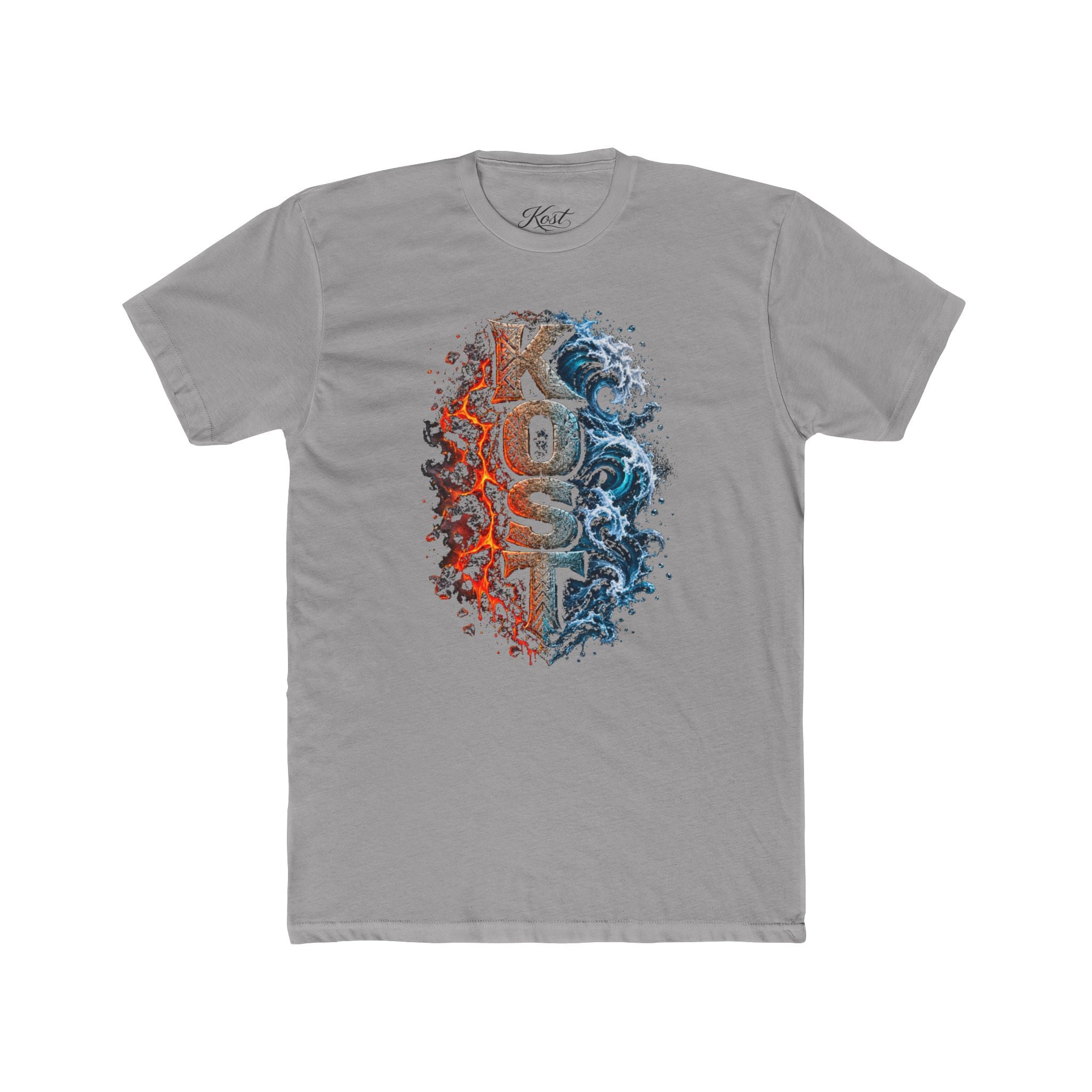 Crew Tee - 'KOSU' Red & Blue Grunge Wave Graphic